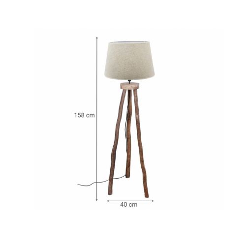 Lámpara de Pie MILETO con Patas de Madera y Pantalla Beige 32-218