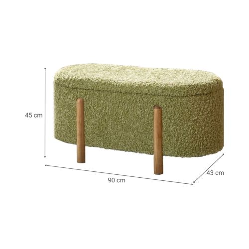 Taburete Pie de Cama MASKINI Tapizado en Verde 33-617