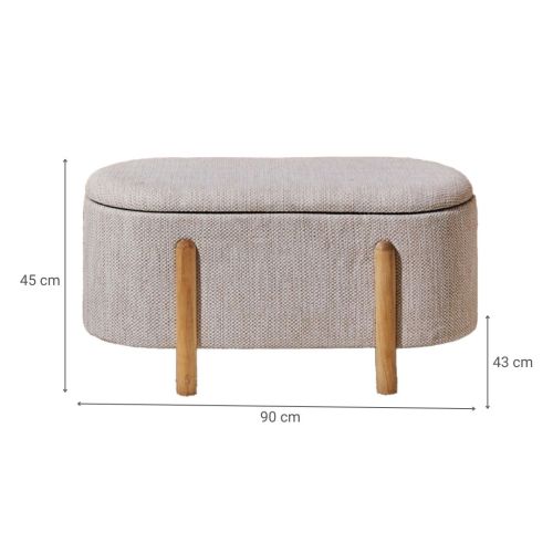 Taburete Pie de Cama MASKINI Tapizado en Beige 33-619