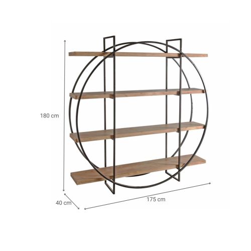 Estantería de 4 baldas de Madera Acacia Acabado Natural con Estructura de Acero Negro 68-429