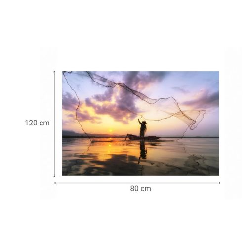 Cuadro De Cristal Impreso Decorativo de Pescador y Atardecer 81-486