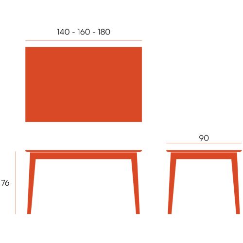 Mesa de Comedor Fija AURA 140 cm Estructura Madera y Sobre Biselado de 25 mm Roble