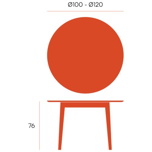 Mesa de Comedor Fija Redonda AURA 120 cm Estructura Madera y Sobre Biselado de 25 mm Roble
