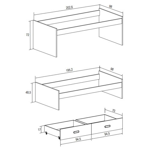 Cama Compacta CHAMPION con 2 cajones color Cambrian-Blanco