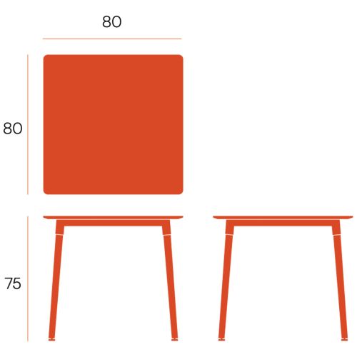 Mesa de comedor Cuadrada CARIBE 80 cm de Madera y MDF Lacado