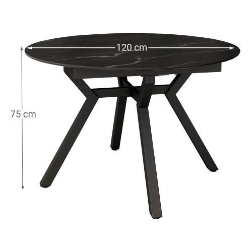 Mesa de Comedor Redonda Extensible ROSS en Negro Porcelánico Marquina CNG047NQ