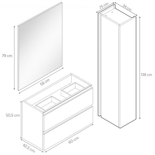 Conjunto de Baño FAMILY TECH con Columna Forest de 60 cm
