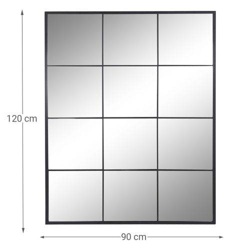 Espejo de Cristal de 90x120 cm con Marco de Hierro Color Negro ES-195697