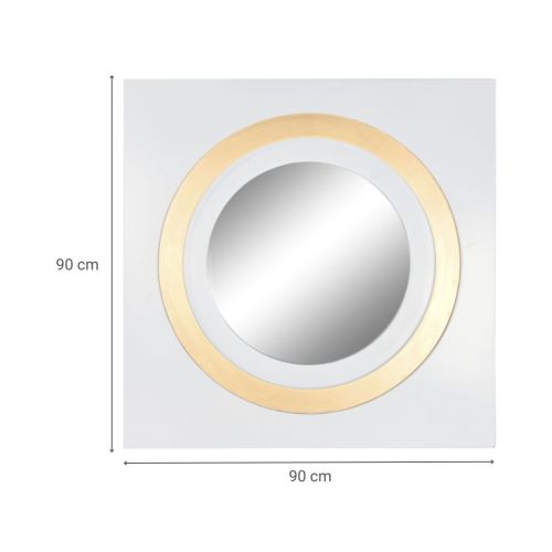 Espejo de Hierro y Cristal Color Dorado y Blanco ES-212245