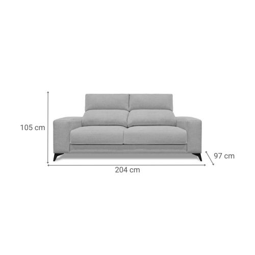 Sofá 3 Plazas OMAR 204 cm Cabezal Reclinable y Asiento Deslizante