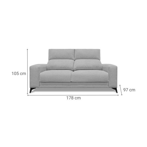 Sofá 2 Plazas OMAR 178 cm Cabezal Reclinable y Asiento Deslizante