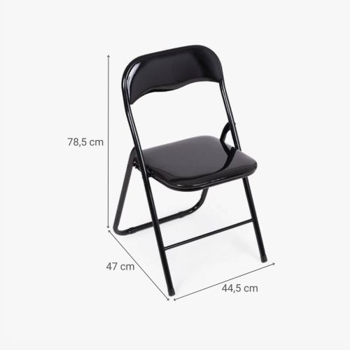 Silla Multifuncional Plegable con Asiento Acolchado color Negro Brillo 53611