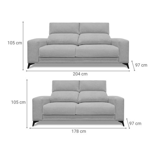Conjunto de Sofá 3+2 Plazas OMAR Cabezal Reclinable y Asiento Deslizante
