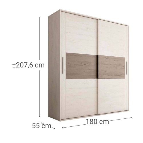 Armario con 2 Puertas Correderas Andersen Pino-Gris LUCENA