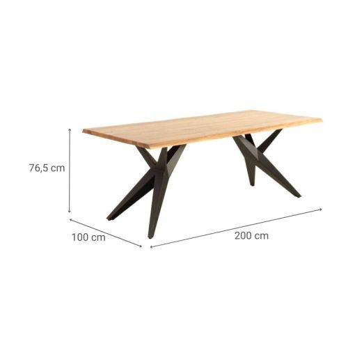 Mesa comedor de Madera de Acacia con Patas Negras de Metal GABAR 10707
