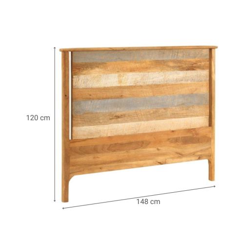 Cabecero en Madera Maciza de Mango 145x120 cm Gris Envejecido GABAR 10711