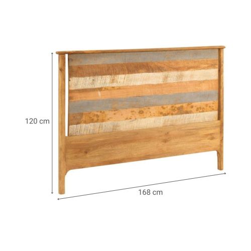 Cabecero en Madera Maciza de Mango 165x120 cm Gris Envejecido GABAR 10712
