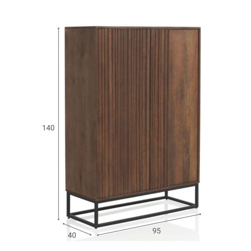 Aparador de 2 Puertas Natural con Base Metálica de Madera de Mango GABAR 10817