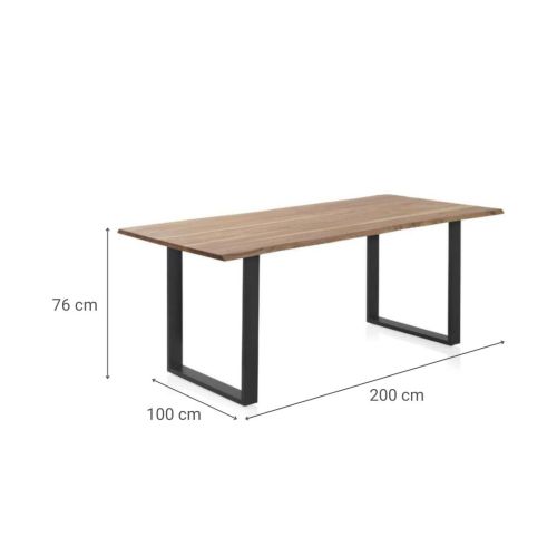 Mesa de comedor madera maciza de acacia de 200x100 cm acabado natural GABAR 10834