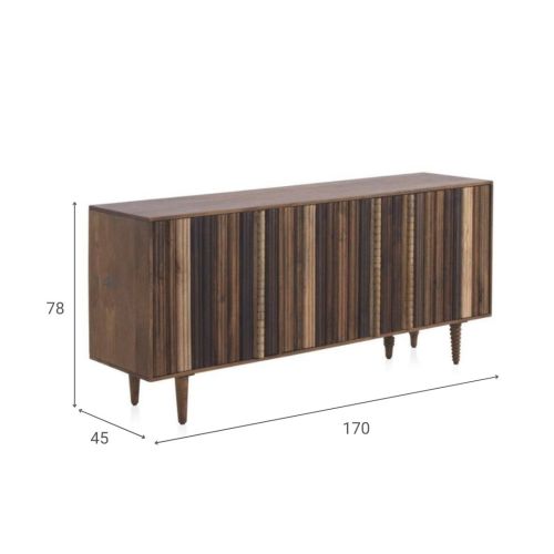 Aparador acabado natural con 3 puertas laminadas multicolores de madera maciza GABAR 10842