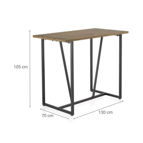 Mesa Bar Metálica con Sobre de Madera Color Natural GABAR 10958