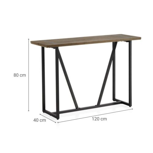 Consola de metal con sobre de madera natural GABAR 10960