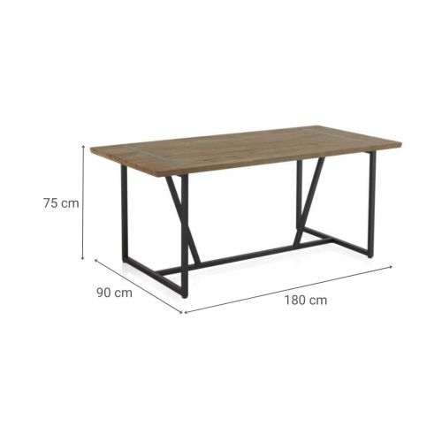 Mesa de Madera de Abeto y Metal Rectangular y Color Natural GABAR 10963