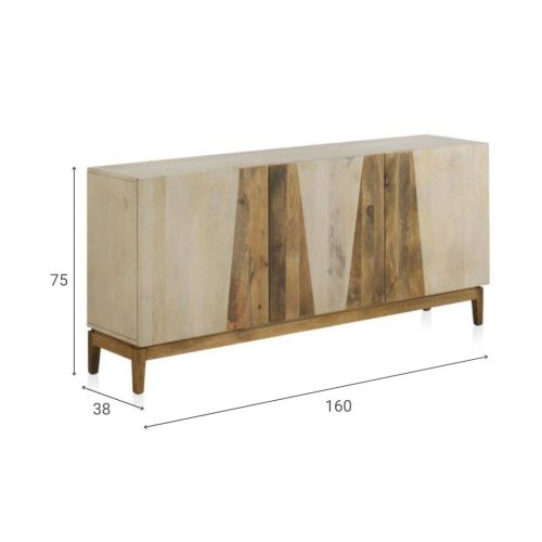 Aparador de 3 puertas en mango color blanco patinado con patas de madera GABAR 11037