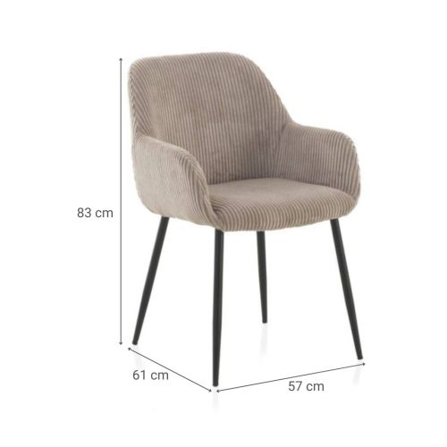 Sillón tapizado en pana lavanda con patas metálicas negras GABAR 11060/1