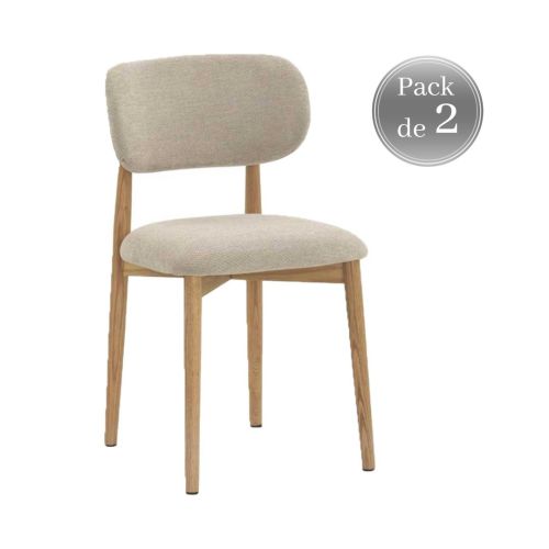 Juego de 2 Sillones GABAR 46 cm de Estructura de Madera Tapizado en Chenilla Beige 11335/1