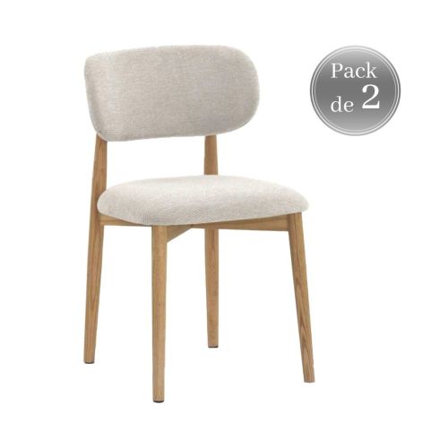 Juego de 2 Sillones GABAR 46 cm de Estructura de Madera Tapizado en Chenilla Blanca 11334/1