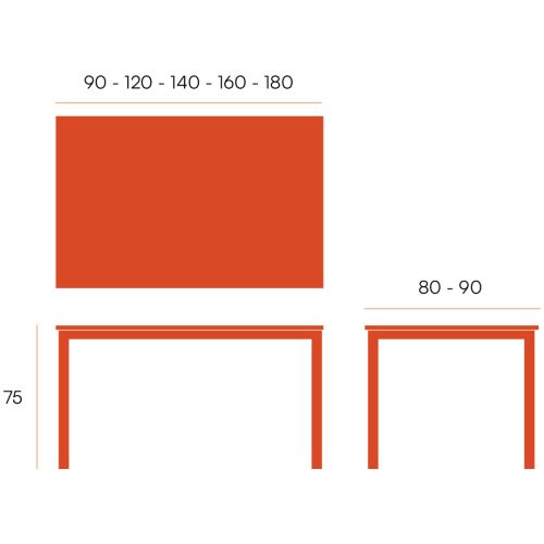 Mesa de comedor fija Estructura de Metal Marfil y Superficie de Melamina de 90X90 cm GARDA