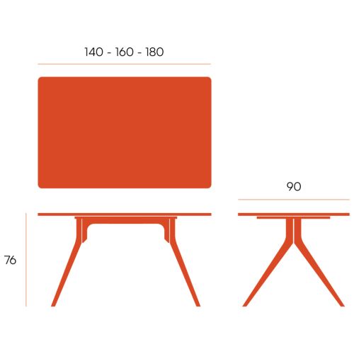 Mesa de comedor fija ISEO de Melamina Estructura Metálica Marfil 180 cm
