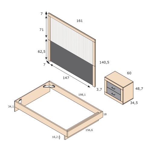 Conjunto de Dormitorio de Melamina JORDAN EVO Nº 41 en Roble