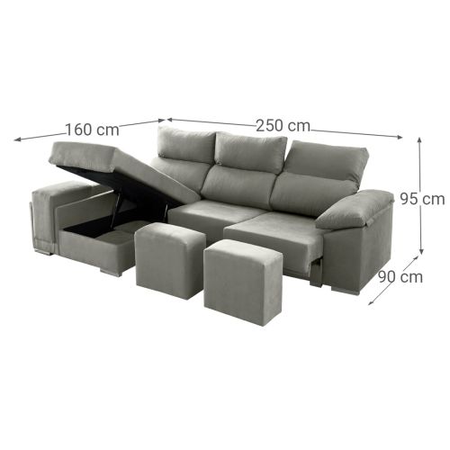Sofá Chaiselongue a la Izquierda más Dos Plazas IXCHEL