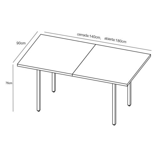 Mesa de Comedor CAMDEN Extensible en MDF Negro