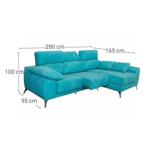 Sofá Chaise Longue Derecha MALTA con Respaldo Reclinable