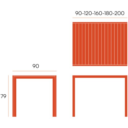 Mesa de terraza MAREA 160 cm Estructura Metálica y Sobre de Lamas de WPC