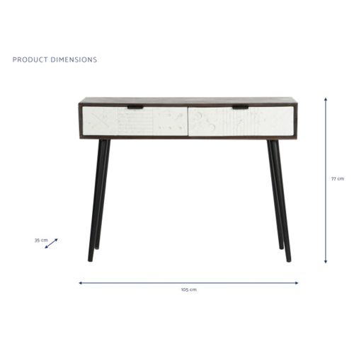 Consola de 2 Cajones Color Blanco y Estructura de Color Marrón Oscuro MB-206316