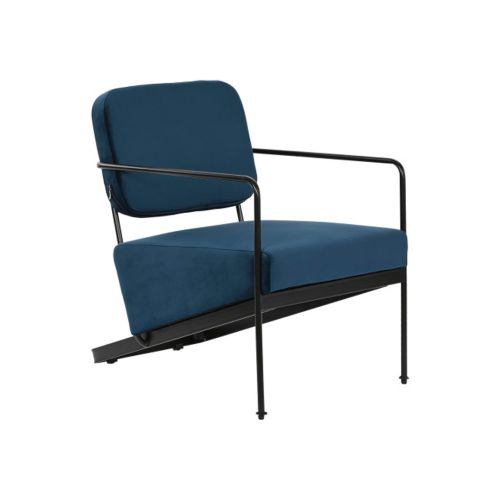 Butaca de Poliéster Color Azul y Patas de Metal Color Negro MB-206617
