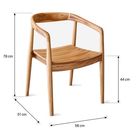 Silla Estructura de Madera Teca 56x78 cm Acabado Marron Claro MB-208000