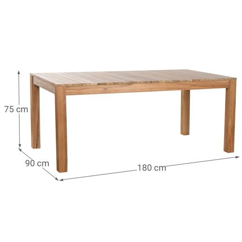 Mesa de Jardín de Madera Teca Natural 6-8 Personas MB-210835