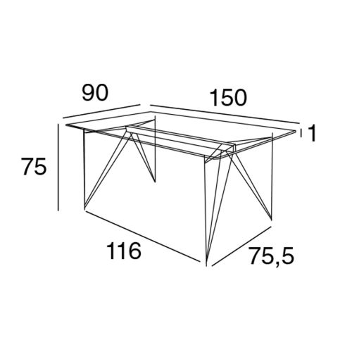 Mesa de Comedor BUCLE de Cristal Templado y Acero Negro