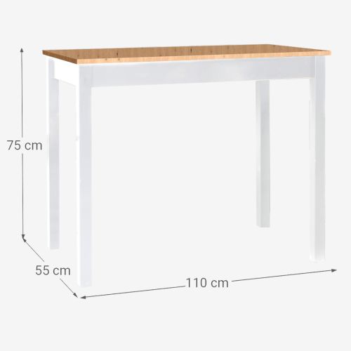 Mesa Alta de Cocina SENA 110x55 cm color Blanco y Tablero Laminado