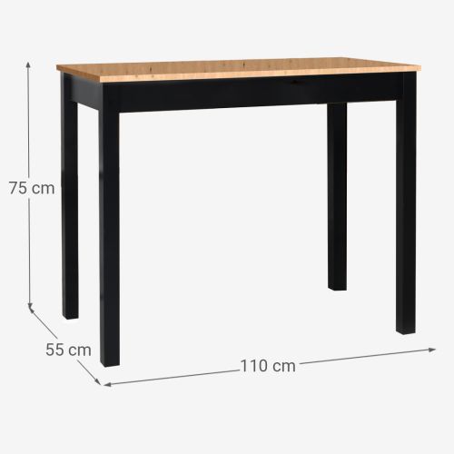 Mesa Alta de Cocina SENA 110x55 cm color Negro y Tablero Laminado