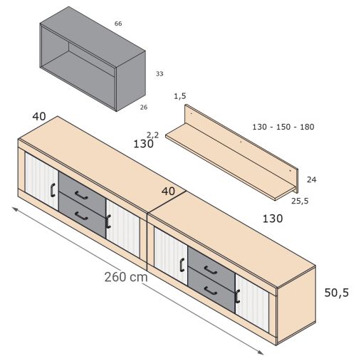 Composición de Salón MOON EVO Nº 12 Alpin de Melamina