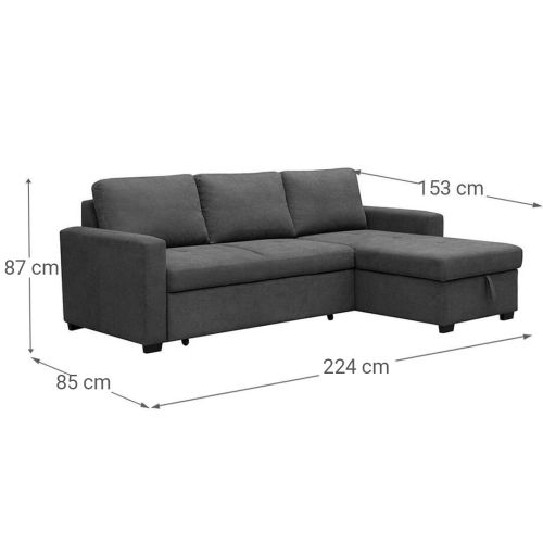 Chaise Longue Reversible PATON Convertible en Cama con Arcón color gris