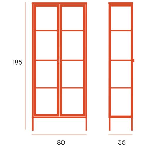Vitrina de 2 Puertas 80x185 cm TITANIA Metálica con Puertas de Cristal