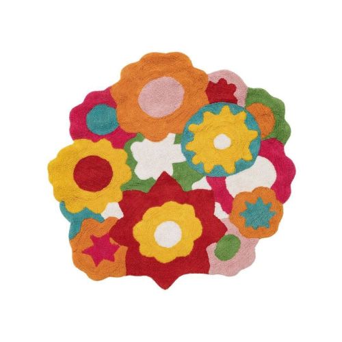 Alfombra Infantil de 100 cm con Flores Multicolor Algodón 608539