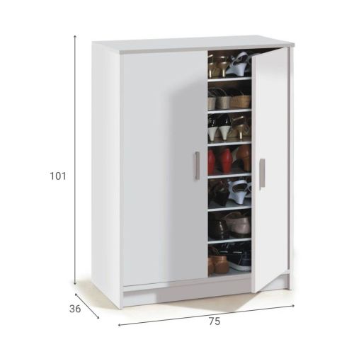 Zapatero-armario ACABADO BLANCO 2 puertas 6 estantes melamina color blanco 007853O